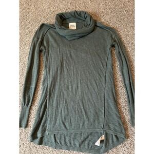 Between Me & You Cowl Neck Sweater Size L Green Cotton Blend Pullover Streetwear